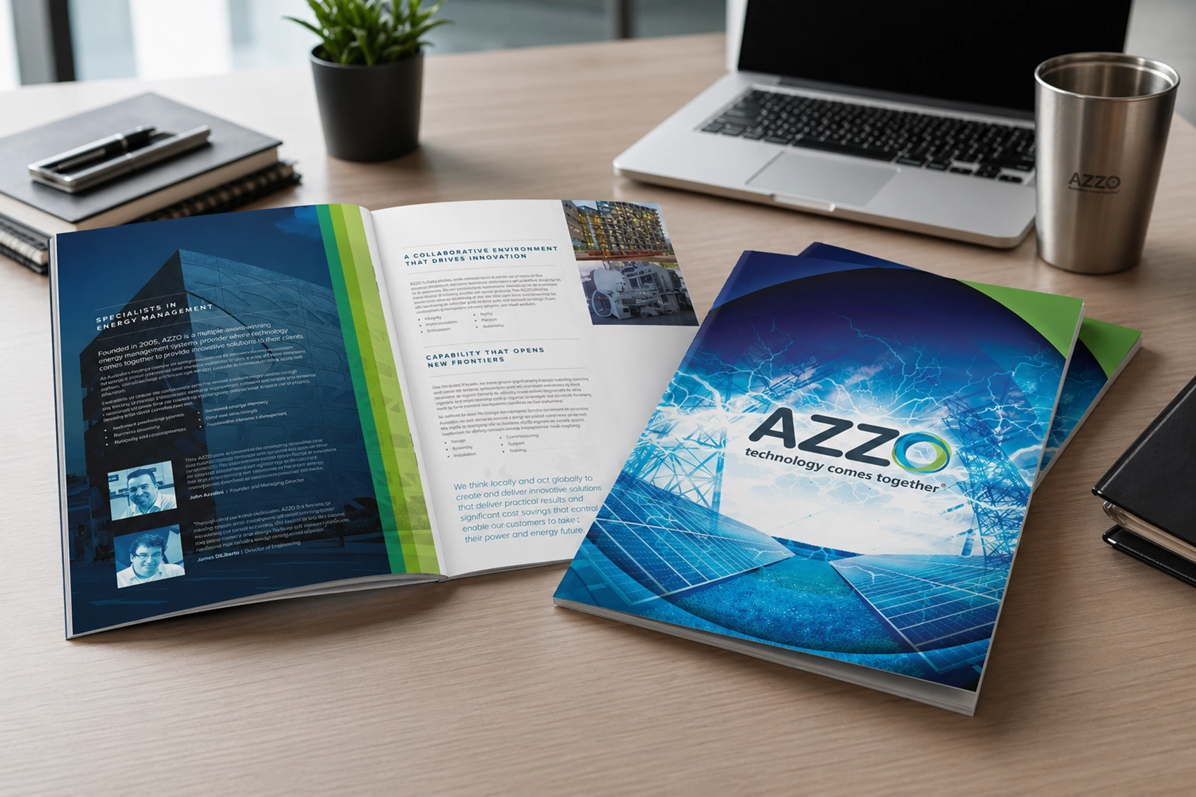 AZZO corporate booklet and marketing collateral design