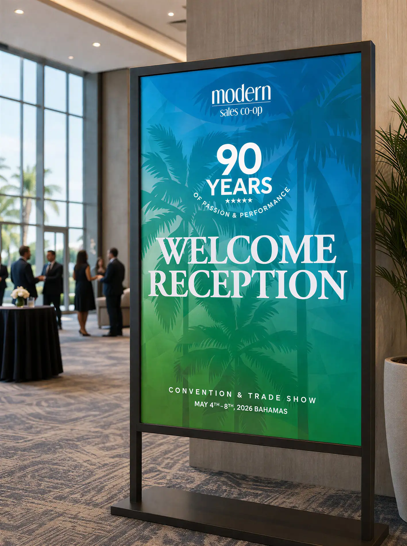 Modern Sales Co-op event poster and trade show signage design